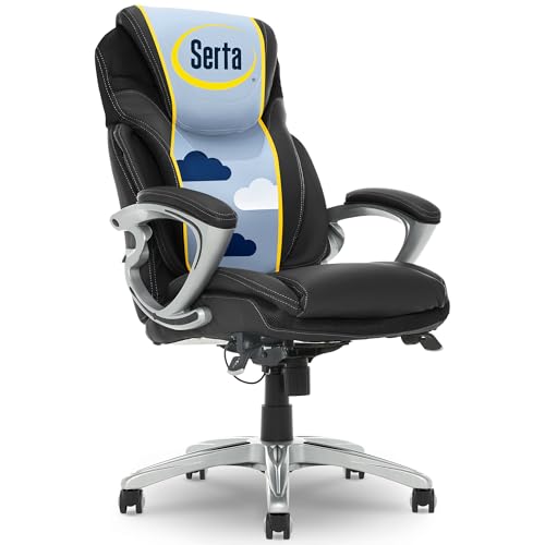 Serta Bryce Executive Office Chair, Ergonomic Computer DeskChairs with Patented AIR Lumbar Support, Comfy Body Pillows, Height Adjustable