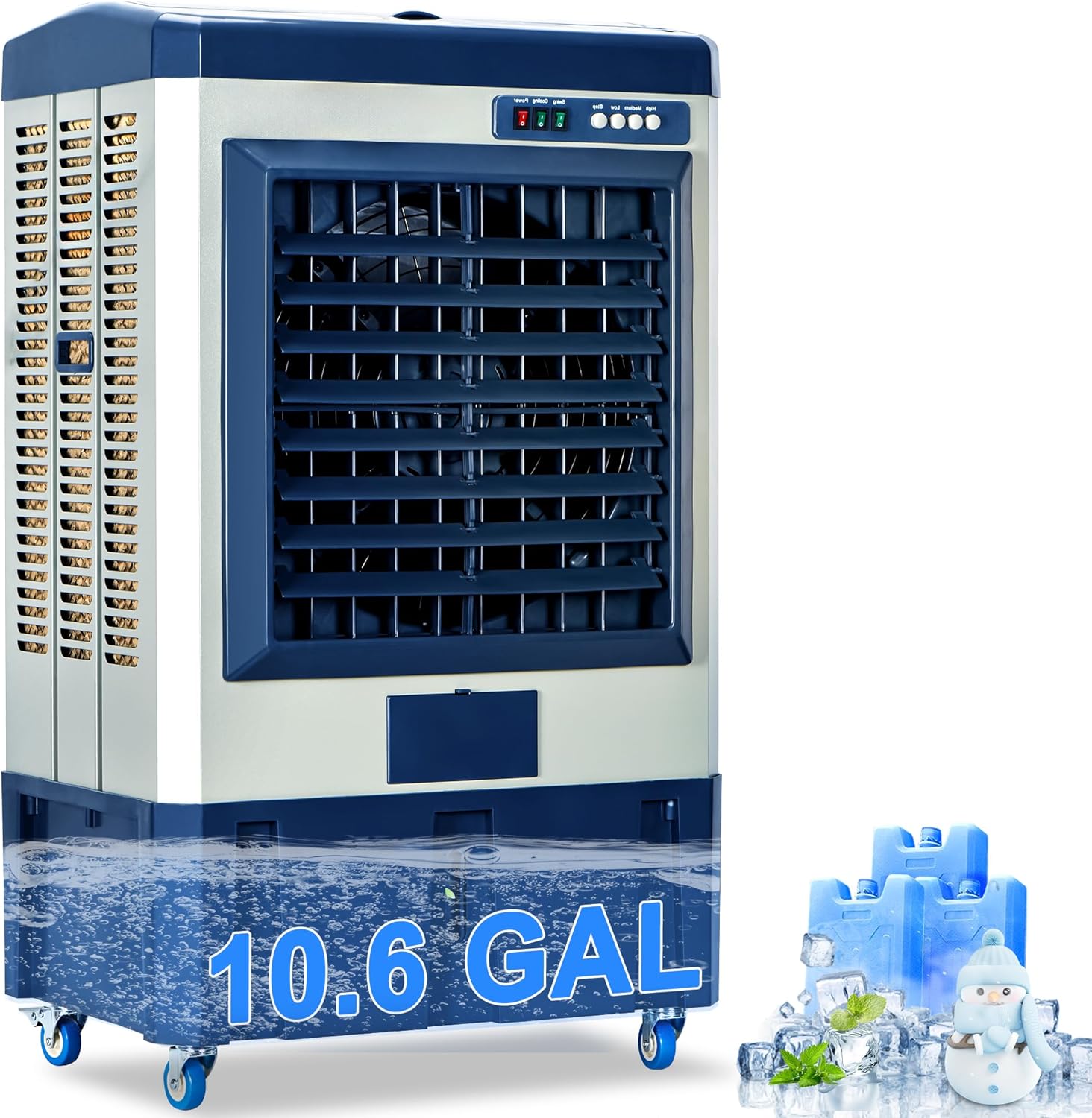 Swamp Cooler, 3531 CFM Evaporative Air Cooler, 10.6 Gal Water Tank Outdoor Air Conditioner, 3 Speed,3 Ice Boxes,Suitable for Indoor & Outdoor Garage