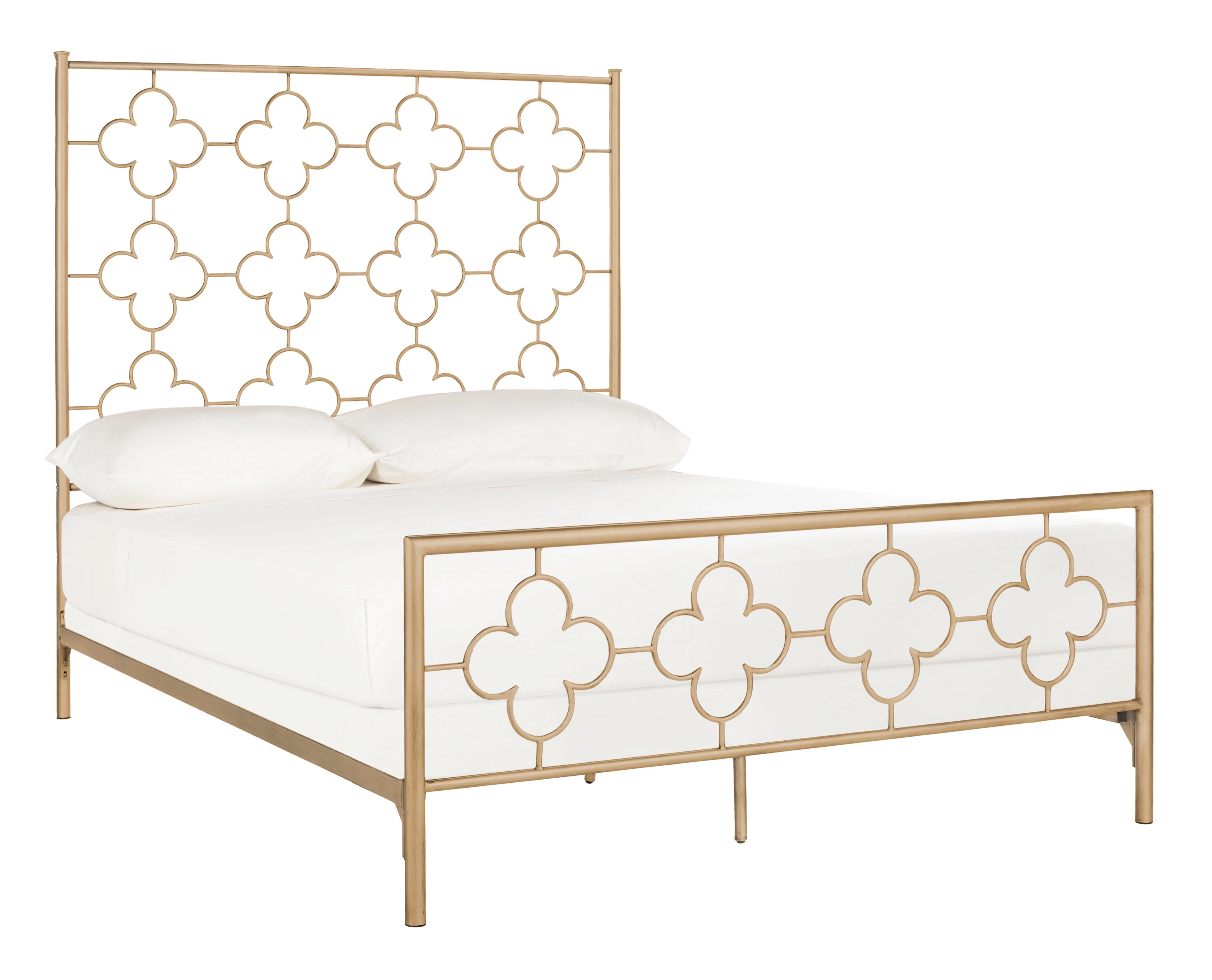 SAFAVIEH Morris Geometric Glam Lattice Metal Headboard, Queen, Antique Gold