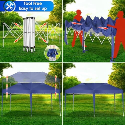 COBIZI Canopy 10x20 Pop Up Canopy Tent with 6 Sidewalls Party Tents for Parties Weddings Backyard Waterproof Canopy Outdoor Commercial Canopy Event