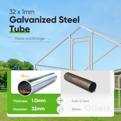 Quictent Premium Large Metal Chicken Coop Run Upgraded with Galvanized Hardware Cloth & 1.26" Reinforced Metal Tube