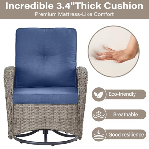 Patio Wicker Chairs Swivel Rocker - Outdoor Swivel Rocking Chairs Set of 2 with Rattan Side Table