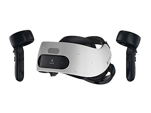 HTC Vive Pro Focus Plus 6DOF VR Headset in Almond White Bundle Including VR Headset, Controllers, face Cushion, QC 3.0 Charger and USB Type-C Cable