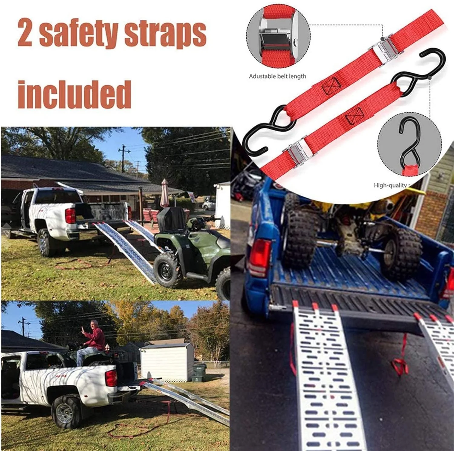 Teedor 89" L x 12" W Folding Ramps(2 Pack), Aluminum Loading Ramps, Mower Ramps, Anti-Slip Rustproof, 1500 lbs Max Load / 2Pcs, for ATV, Truck