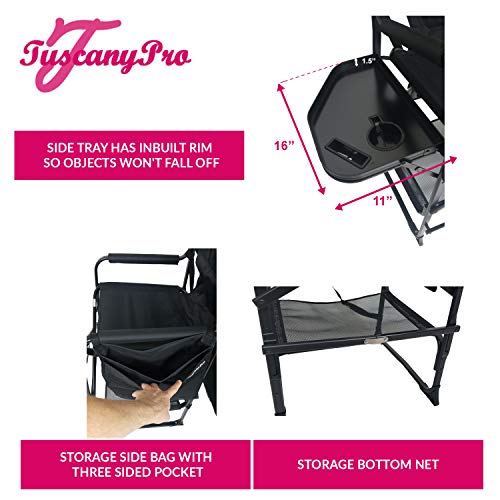 Portable Heavy-Duty Makeup Artist Chair with Umbrella Light Kit - Perfect for Makeup, Salon, Events with 29 Inch Seat Height - Carry Bag Included