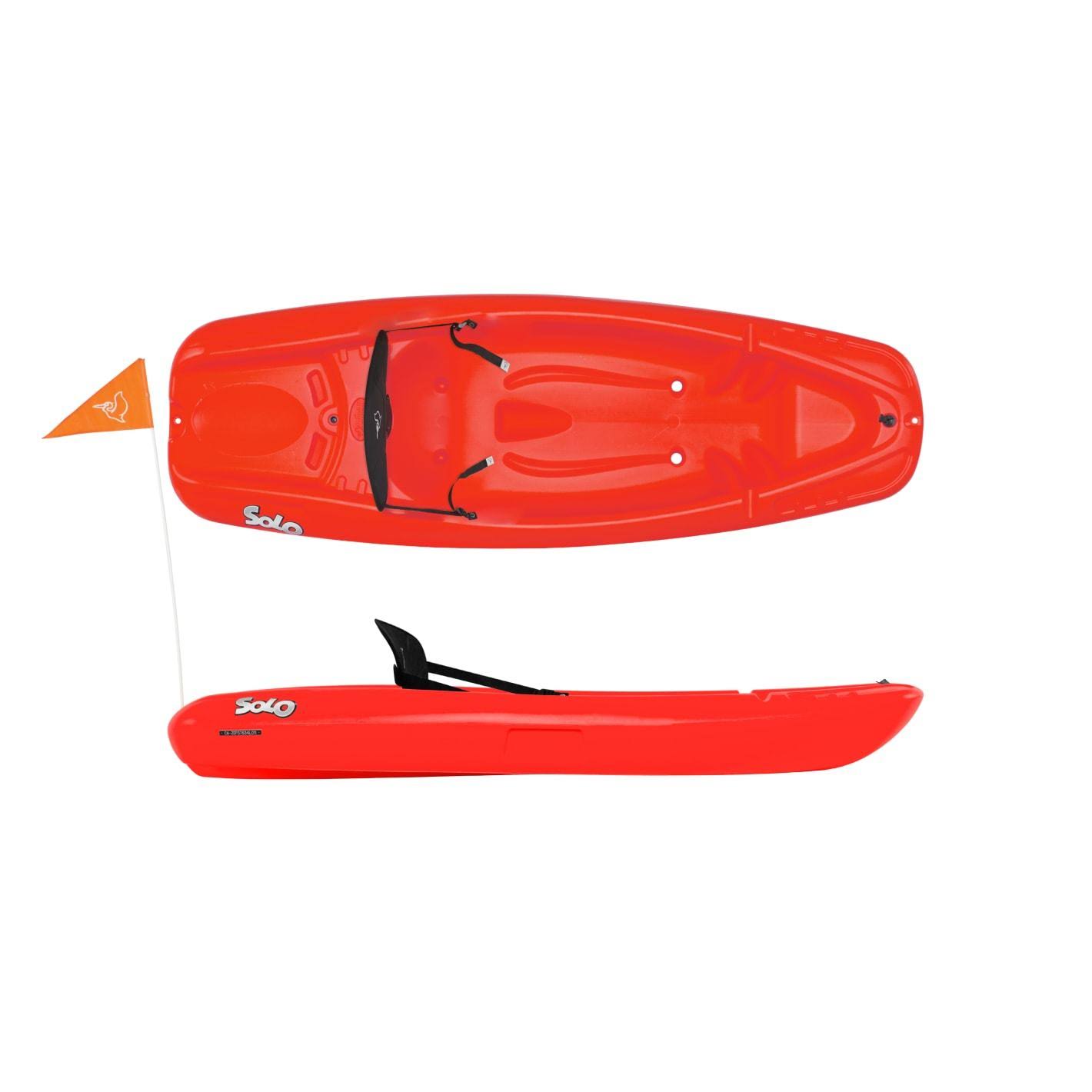 Pelican Solo 6 Feet Sit-On-Top Youth Kayak with Kayak Accessories, Paddle and Safety Flag and backrest, Size: 10