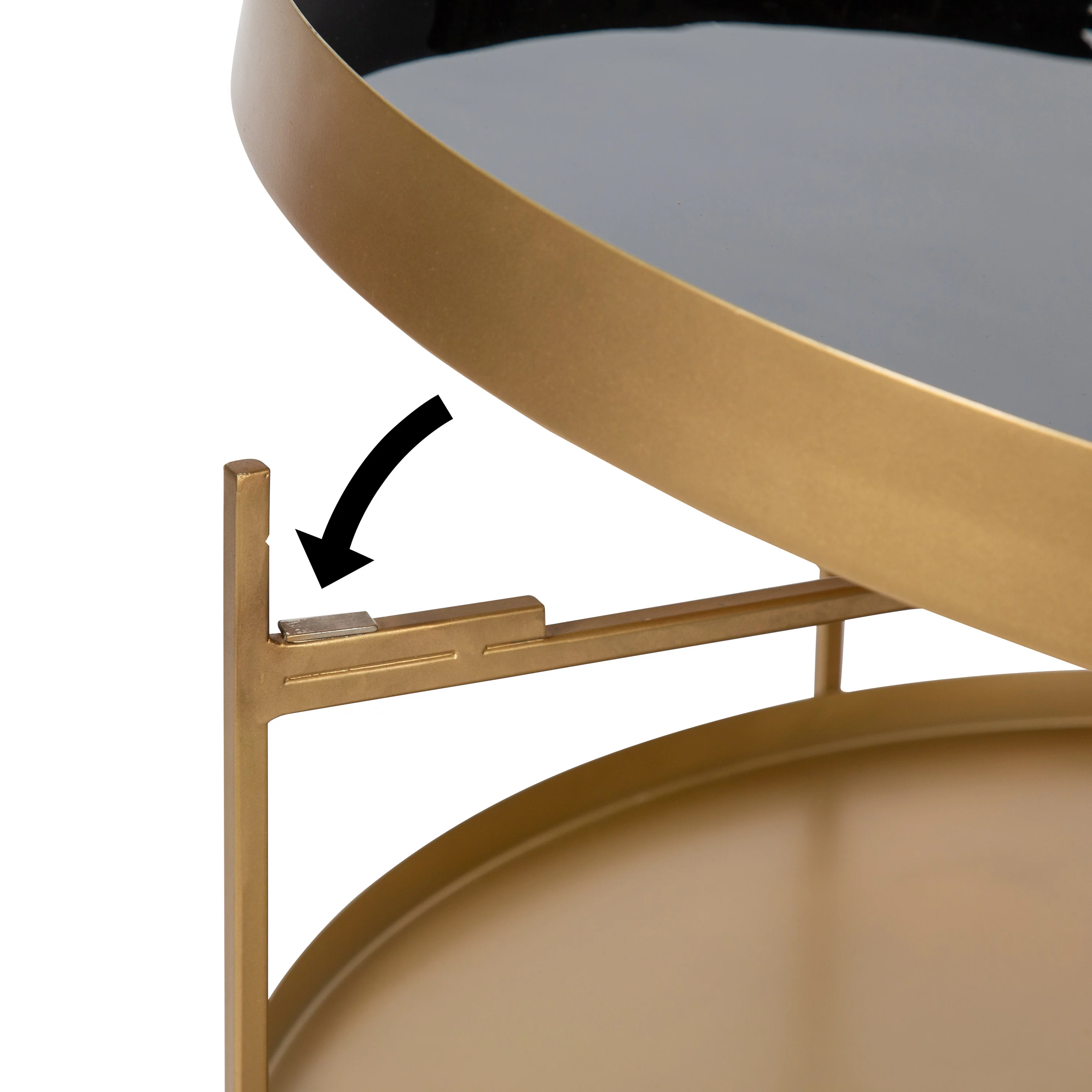 Kate and Laurel Nira Modern Round Tiered Coffee Table, 26 Inch Diameter, Black and Gold, Metal Table