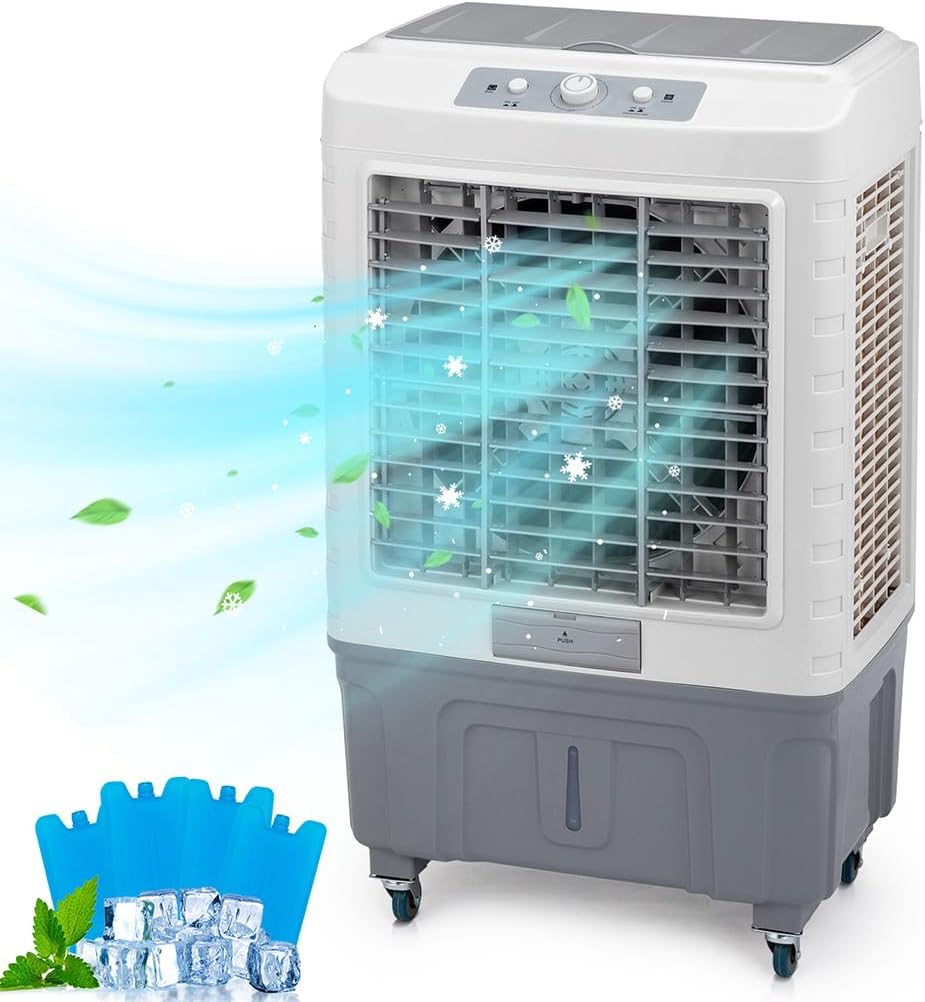 Swamp Cooler, 4188CFM Evaporative Air Cooler with 13.2 Gallon Water Tank, Remote Control, 12H Timer, 3 Modes & Speeds, 90° Oscillation