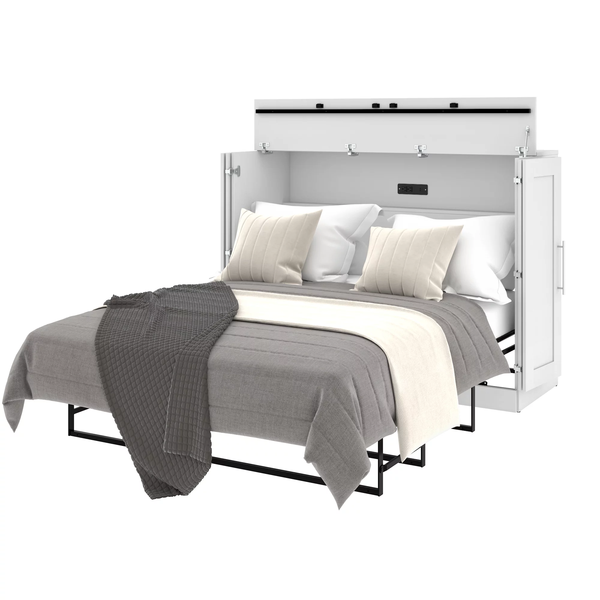 Bestar Pur Full Cabinet Bed with Mattress in White