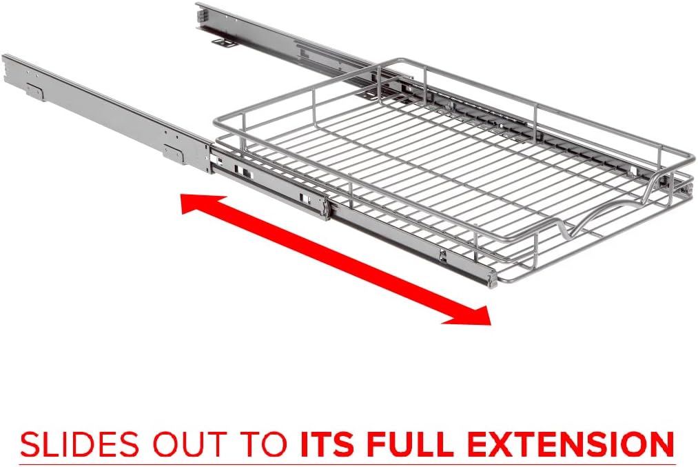 Hold N’ Storage Pull Out Drawer Cabinet Organizer, Heavy Duty-with 5 Year Limited Warranty- Slide Out Kitchen Cabinet Storage Shelves -14”W x 21”D