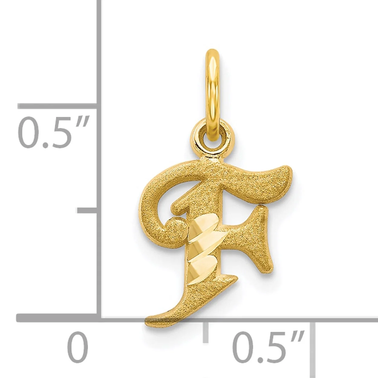 Carat in Karats 10K Yellow Gold Initial F Pendant Charm With 10K Yellow Gold Lightweight Rope Chain Necklace 20''