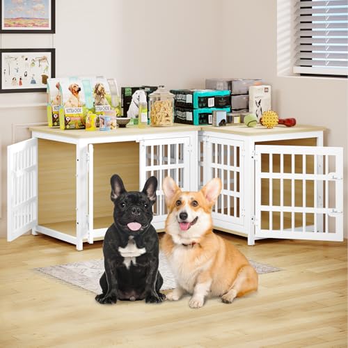 EasyCom 48"/42"/33" Dog Crate Furniture with Name Tag, Heavy Duty Dog Kennel Indoor for Large Dogs