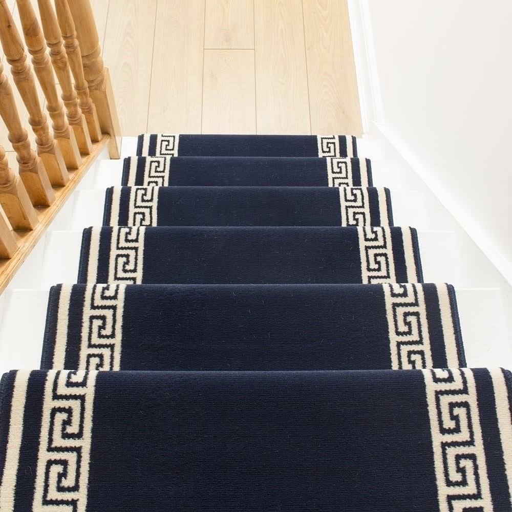runrug USA Key Blue Stair Carpet Runner Length: 4 foot, WIDTHS: SE
