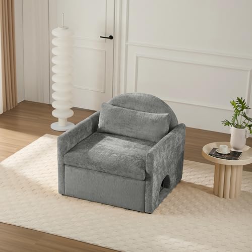 360 Swivel Accent Barrel Chair with Storage Ottoman & Headrest