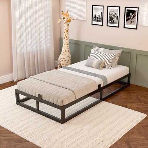 6 Inch Queen Bed Frame with Steel Slat Support, Low Profile Queen Metal Platform Bed Frame Support Mattress Foundation