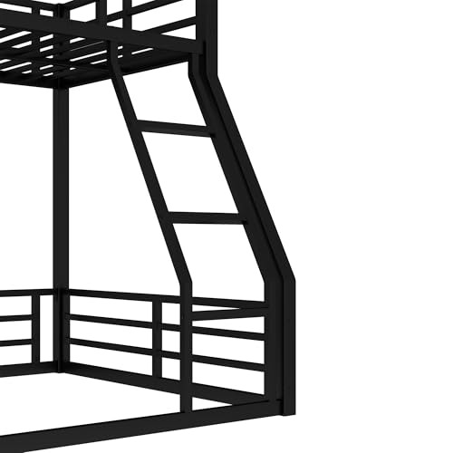 Heavy Duty Bunk Bed Frame with Ladder, Twin XL Over Twin XL Bunk Beds with Safety Guardrails, Adults Bunk Beds with Noise-Reducing Rubber Stoppers