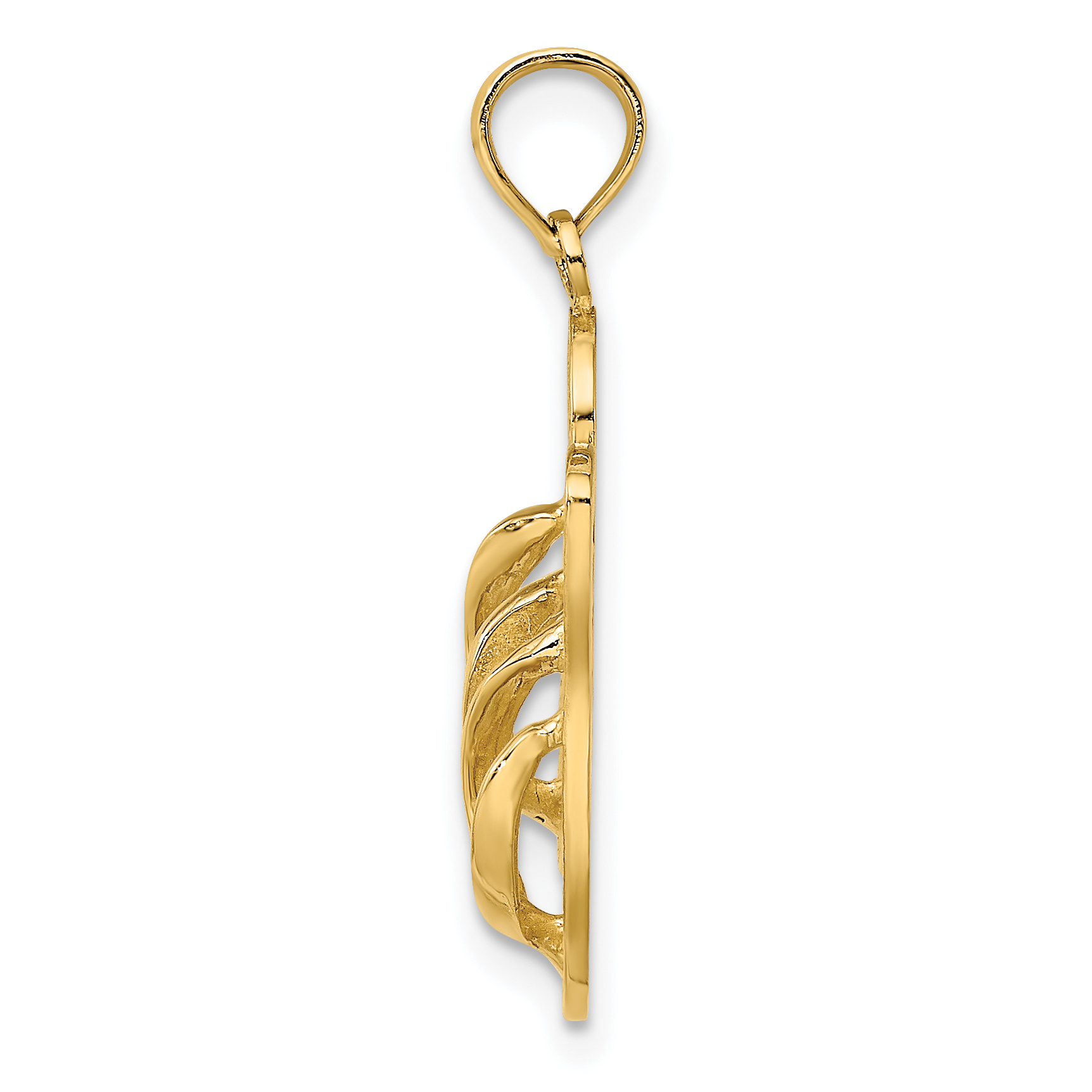 14k Yellow Gold Marco Island Words on Bottom of Flip Flop Sandals Pendant 7x13mm
