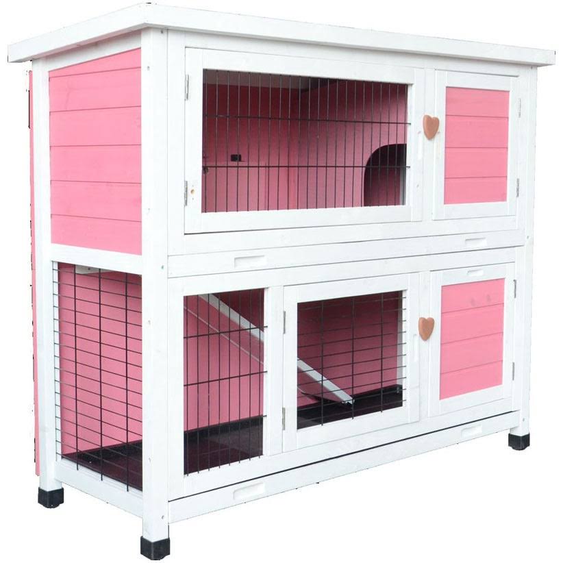 Lovupet 40x22 Wooden Rabbit Hutch Small Animal House Pet Cage Chicken Coop Pink 0323L