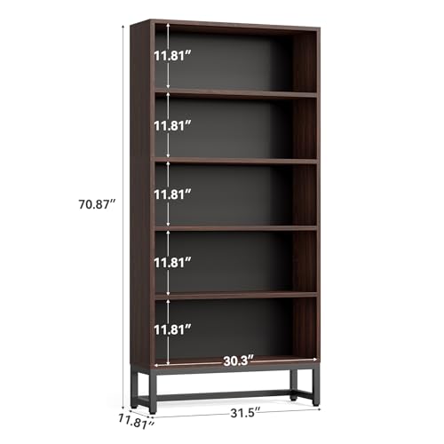 70.8 Inch Tall Bookcase and Bookshelf with Closed Back Shelf, 5-Tier Large Bookcases Organizer with Storage Shelves