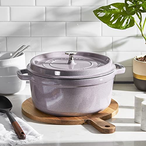 STAUB Cast Iron Dutch Oven 5.5-qt Round Cocotte, Made in France, Serves 5-6, Black Matte