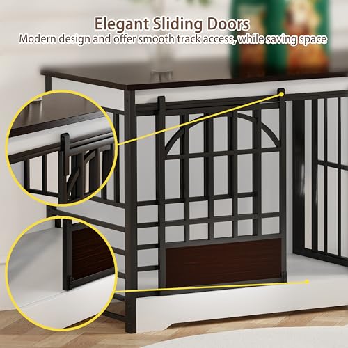 78 Inch Double Dog Crate Furniture, Extra Large Dog Kennel Indoor with Divider, Heavy Duty Dog Cage for 2 Dogs