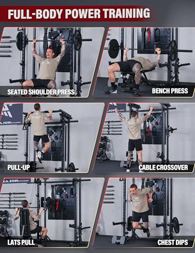 Major Fitness Drone3 Smith△ Machine – All-in-One Home Gym Squat Rack with Weight Bar