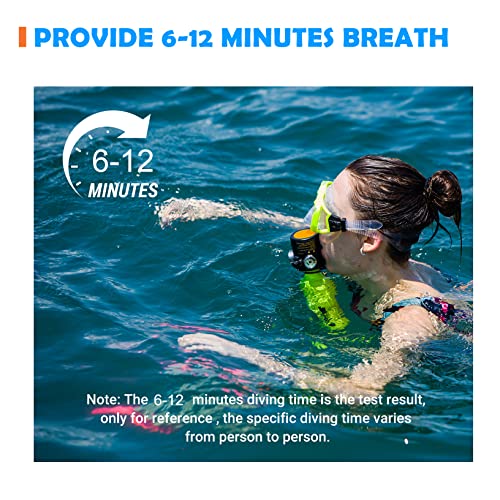 SMACO S300Plus Double Scuba Tank Scuba Diving Tank with 0.5L Capacity Supports 6-12 Minutes Underwater Breath Time Inflatable Small Scuba Cylinder
