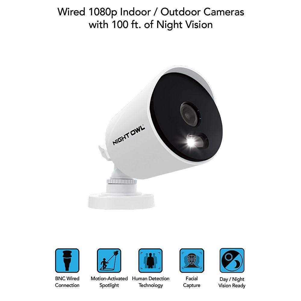 Night Owl - 16 Channel Wired DVR with 14 Wired 1080p HD Spotlight Cameras and 1TB Hard Drive - White