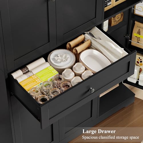 HOSTACK 68" Tall Kitchen Pantry Storage Cabinet, Modern Kitchen Hutch Cabinet with Doors and Shelves