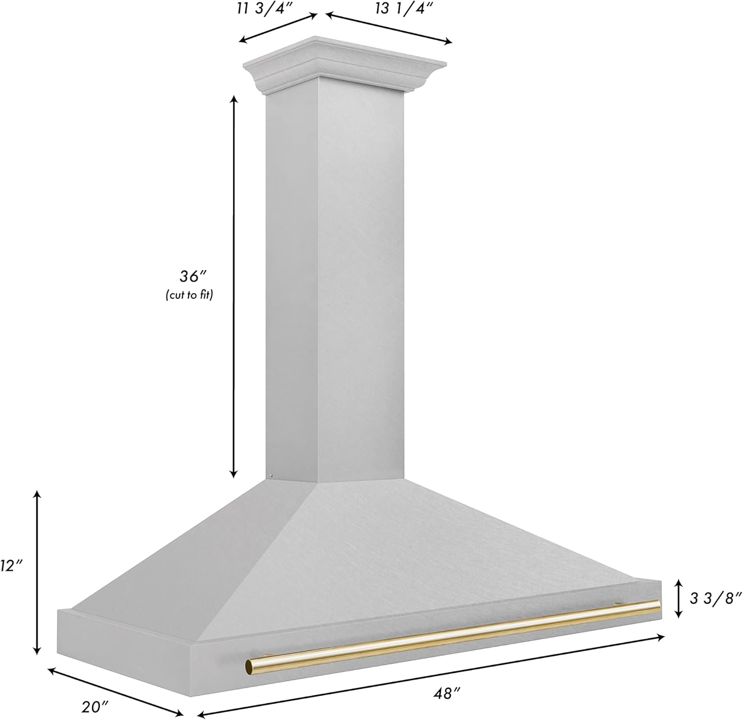 ZLINE 48" Autograph Edition Fingerprint Resistant Stainless Steel Range Hood with Gold Handle