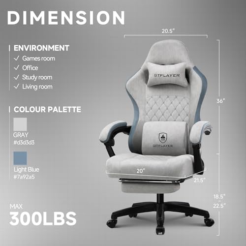 GTPLAYER Office Chair, Gaming Computer Desk Fabric Chair with Footrest