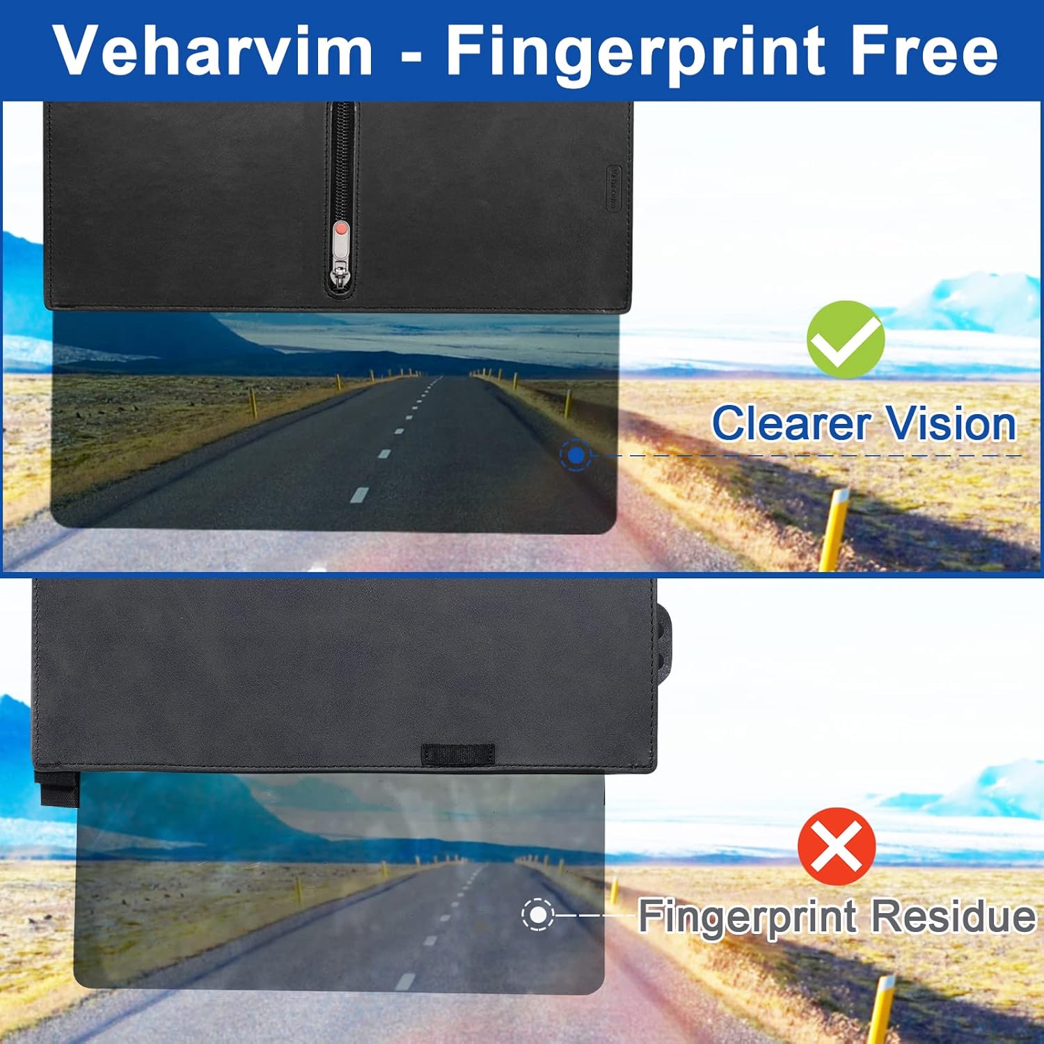 Veharvim 2 Pack Polarized Sun Visor for Car with Zipper Slider, Upgraded UV400 Car Sun Visor Extension with PC Lens and Side Sunshade