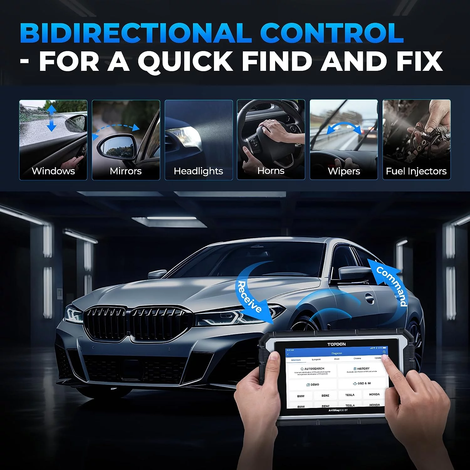 TOPDON AD900BT OBD2 Scanner Bidirectional  Car Diagnostic Scan Tool All System Diagnoses with ECU Coding, 28+ Services, 2 Years Free Update