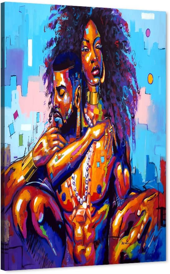 African American Wall Art, Black King and Queen Wall Art, Black Art Wall Art Decor, Black Couple Picture for Living Room Decor
