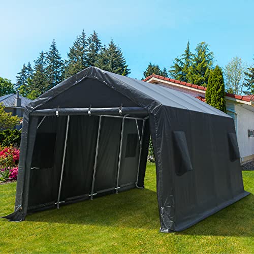 ADVANCE OUTDOOR 10x10 ft Heavy Duty Outdoor Patio Portable Canopy Storage Shelter Shed Carport with 2 Roll up Zipper Doors & Vents for Snowmobile