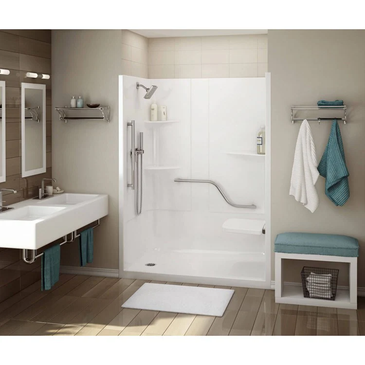 Shower Allia Rectangular White 60 x 34 Inch Acrylic Left Seat Center Drain