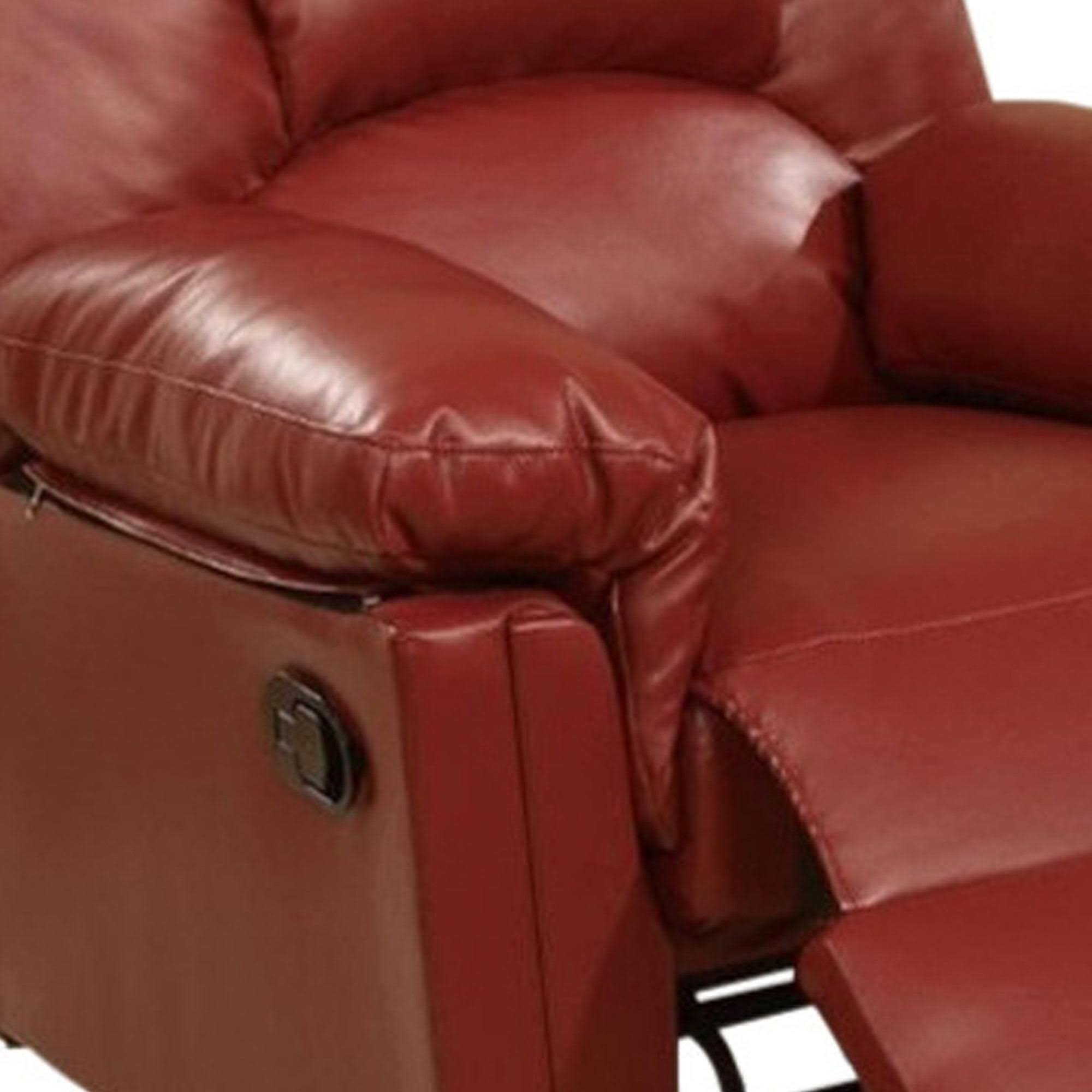 Benzara Bm171428 Bonded Leather Rocker/Recliner Red