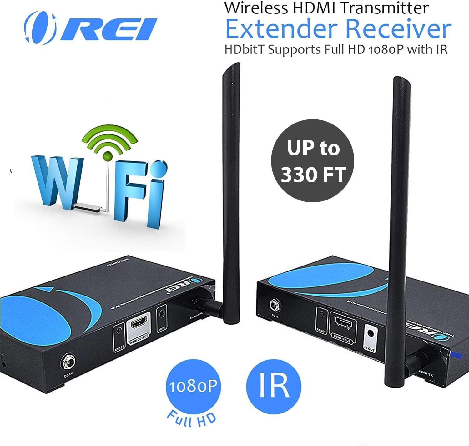 Wireless HDMI Transmitter & Receiver Extender by OREI - Upto 300 Feet - Long Range - Perfect for Streaming from Laptop, PC, Cable, Netflix, YouTube