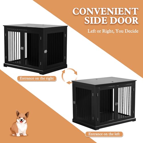 Large Dog Crate Furniture, Wooden Dog Kennel with Cushion, Dog Crate End Table Large, Indoor Dog Kennel, Modern Decorative Dog Crates with Flip Top