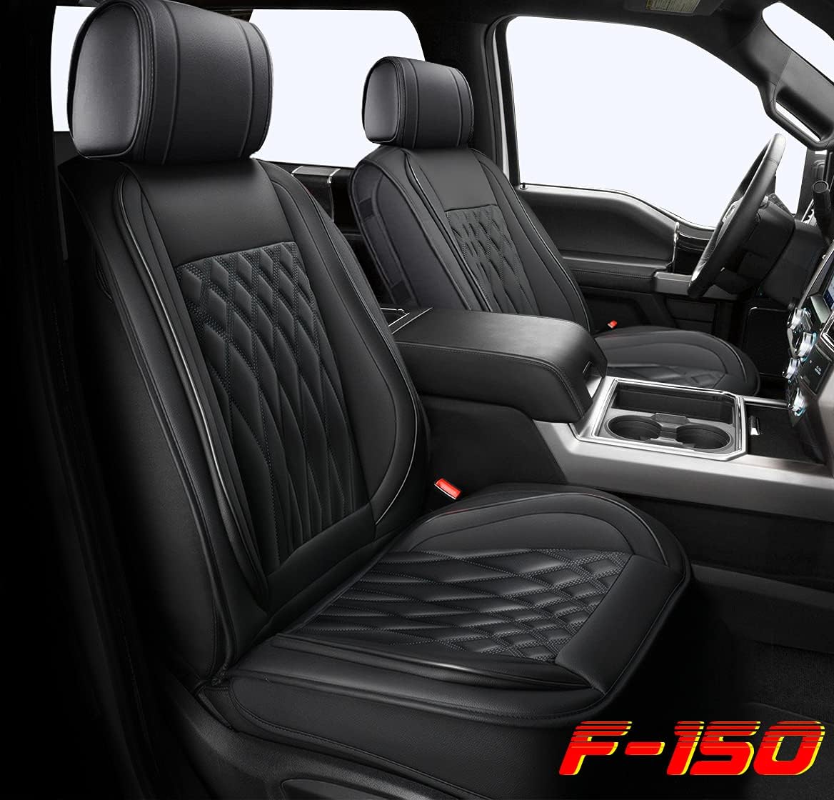 Sunny color 1 Pair Car Seat Covers Front Set with Waterproof Leather for Cars SUV Pick-up Truck Fit for 2009 to 2021 Ford F150 and 2017 to 2021 F250