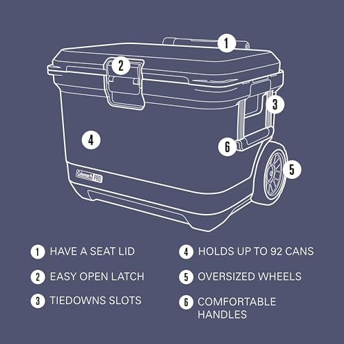 Coleman Pro Heavy-Duty 45qt Ultra-Light Premium Hard Cooler, Extra-Thick Insulation Keeps Ice up to 4 Days, 74-Can Capacity