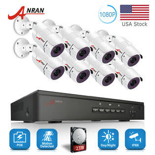 Anran 1080p 8CH NVR CCTV Security Camera System Home PoE Network Outdoor Set 2TB Night