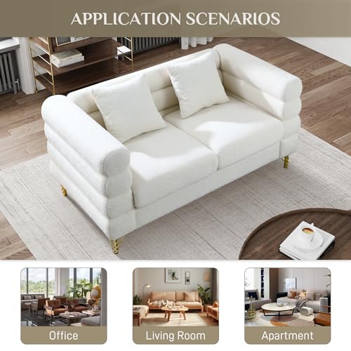 Cloud Couch for Living Room, 79" Modern Overstuffed Deep Seat Boucle Sherpa 3 Seater Sofa with 3 Pillows