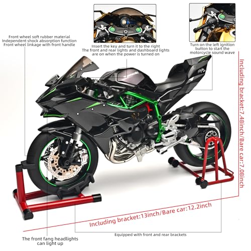 Die Cast Motorcycle 1:6 Scale for Kawasaki H2R Motorcycles Alloy Racing Motorcycle Model Power Toy Motorcycles Collection Kawasaki Model Motorcycles