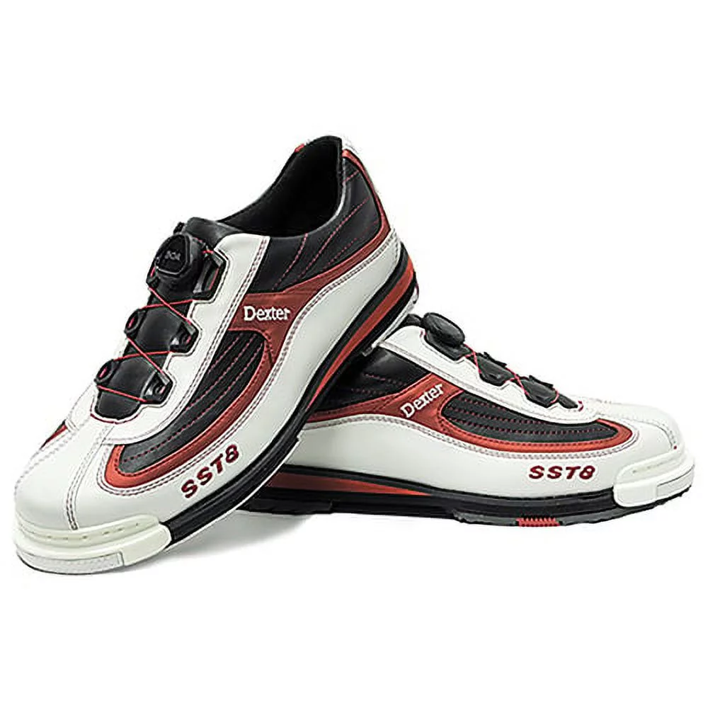 bowlingball.com Dexter Mens SST 8 Pro BOA LE - White/Black/Red - Only SST 8 w/ BOA Lacing Technology - Exclusive Color and Upper Design