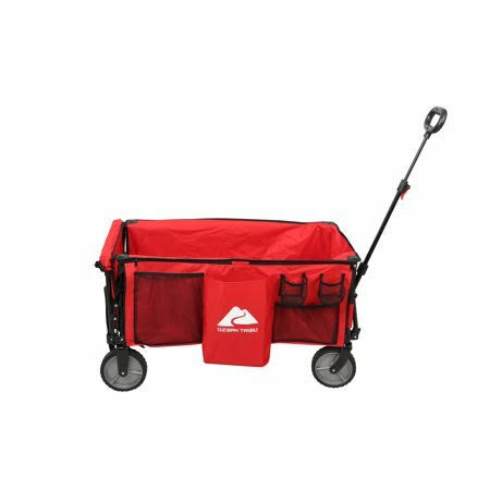 Ozark Trail Camping Utility Wagon with Tailgate u0026 Extension Handle, Red, Size: One Size