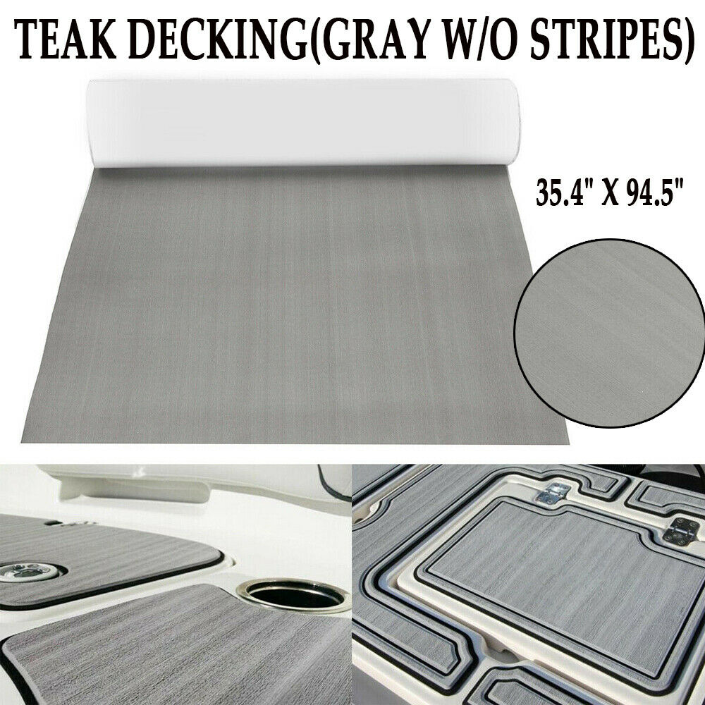 Wuzstar Non-Slip EVA Foam Faux Teak Floor Decking Sheet for Yacht Marine Floor Carpet Boat Flooring Pad (94.5" x 35.4", Dark Gray)