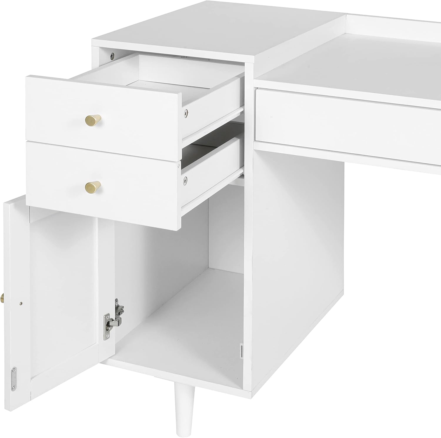 White Makeup Vanity Desk with Drawers, Modern Dressing Table with Storage Cabinet for Bedroom, Without Stool (42" White)