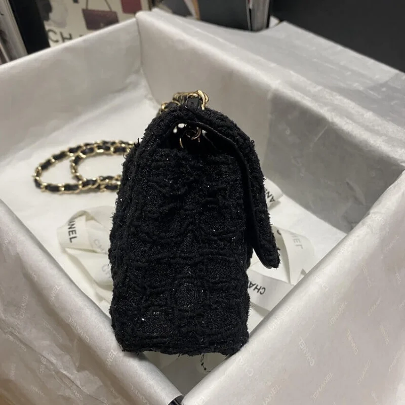 Chanel 20Cm Class-Flap Bag In Black Tweed 1116
