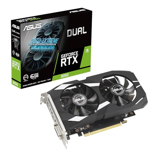 ASUS Dual NVIDIA GeForce RTX 3050 6GB OC Edition Gaming Graphics Card - PCIe 4.0, 6GB GDDR6 Memory, HDMI 2.1, DisplayPort 1.4a, 2-Slot Design